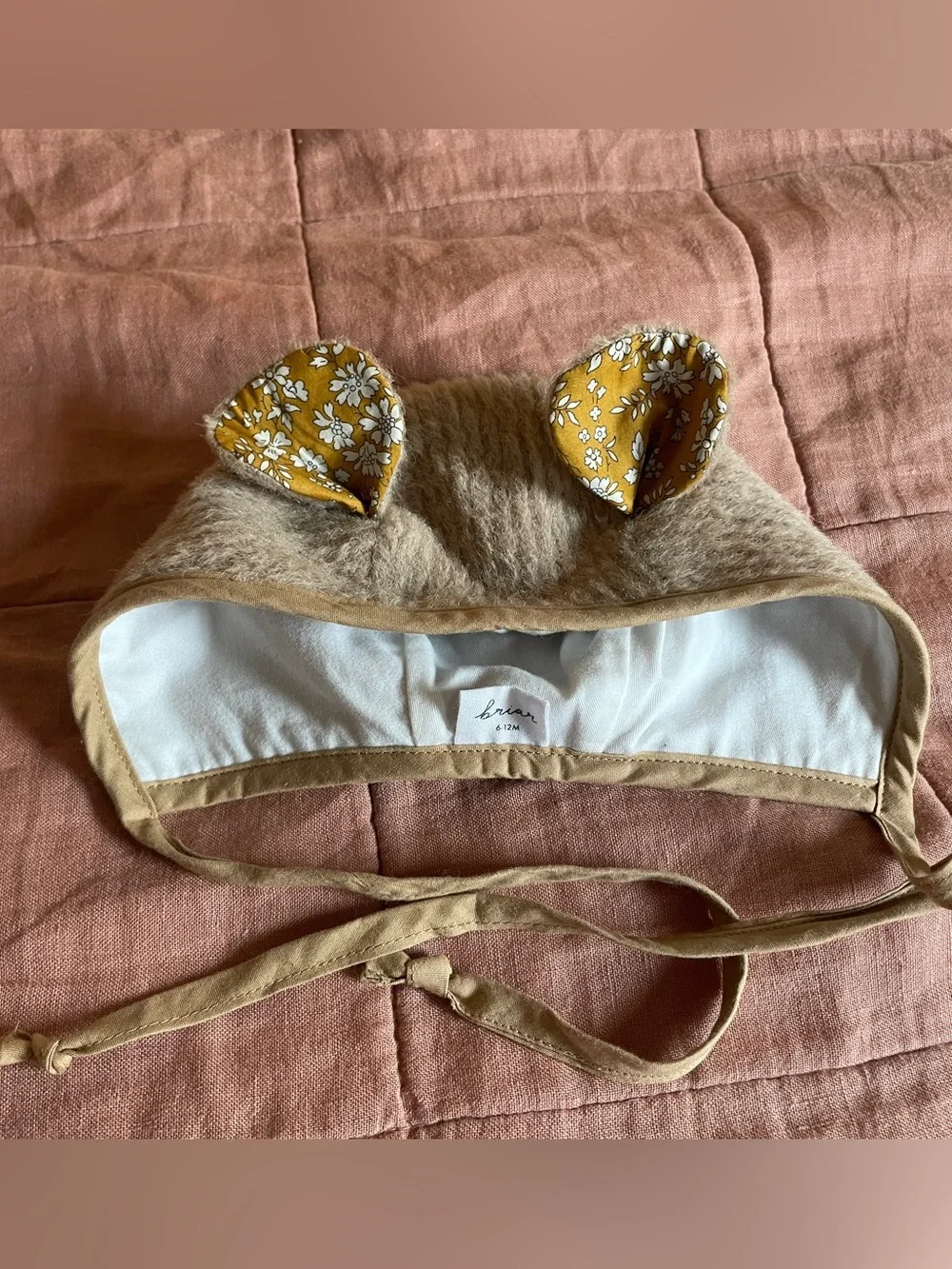 Briar Baby bear ears bonnet, 6-12 mos
